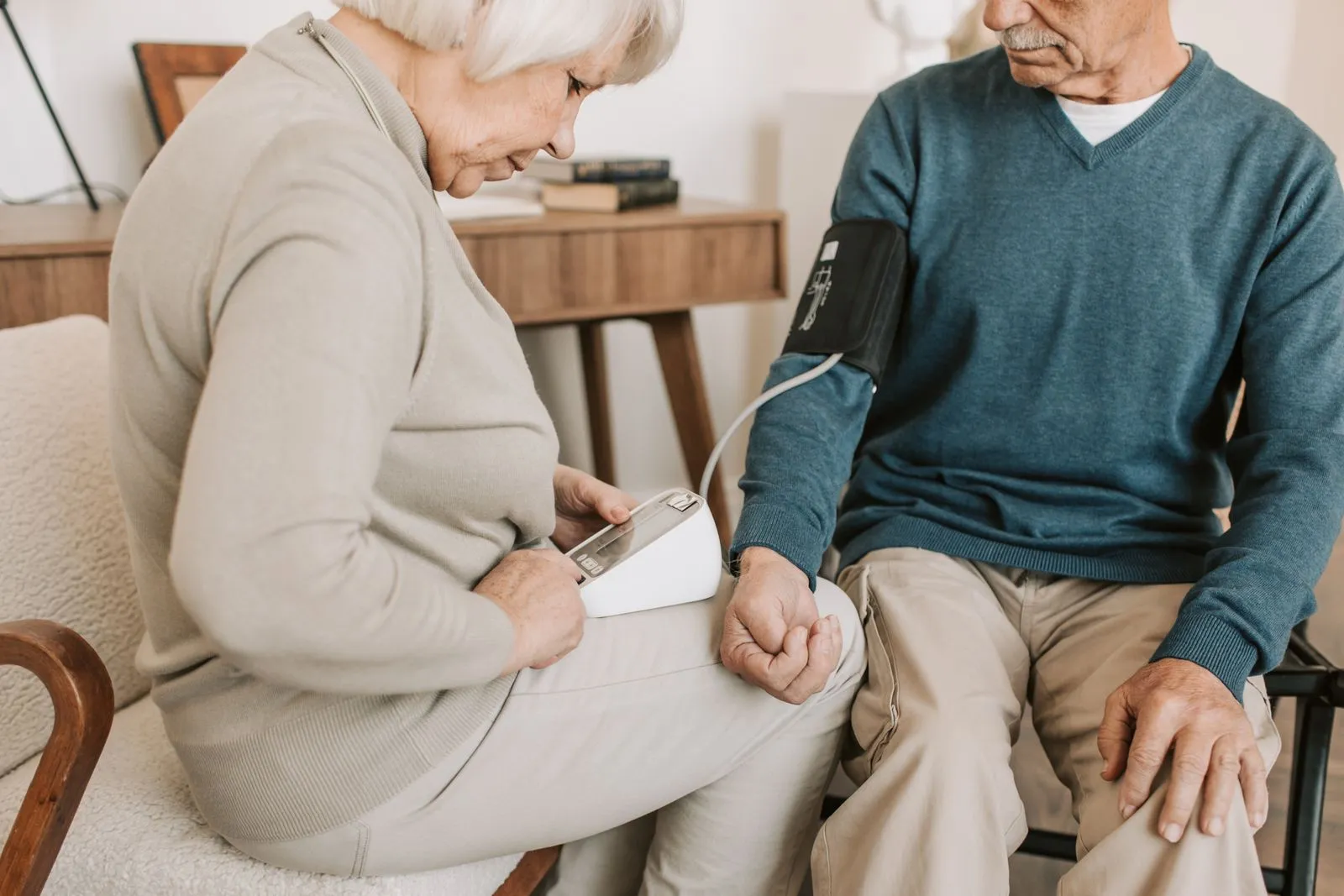 Older man getting his blood pressure checked
