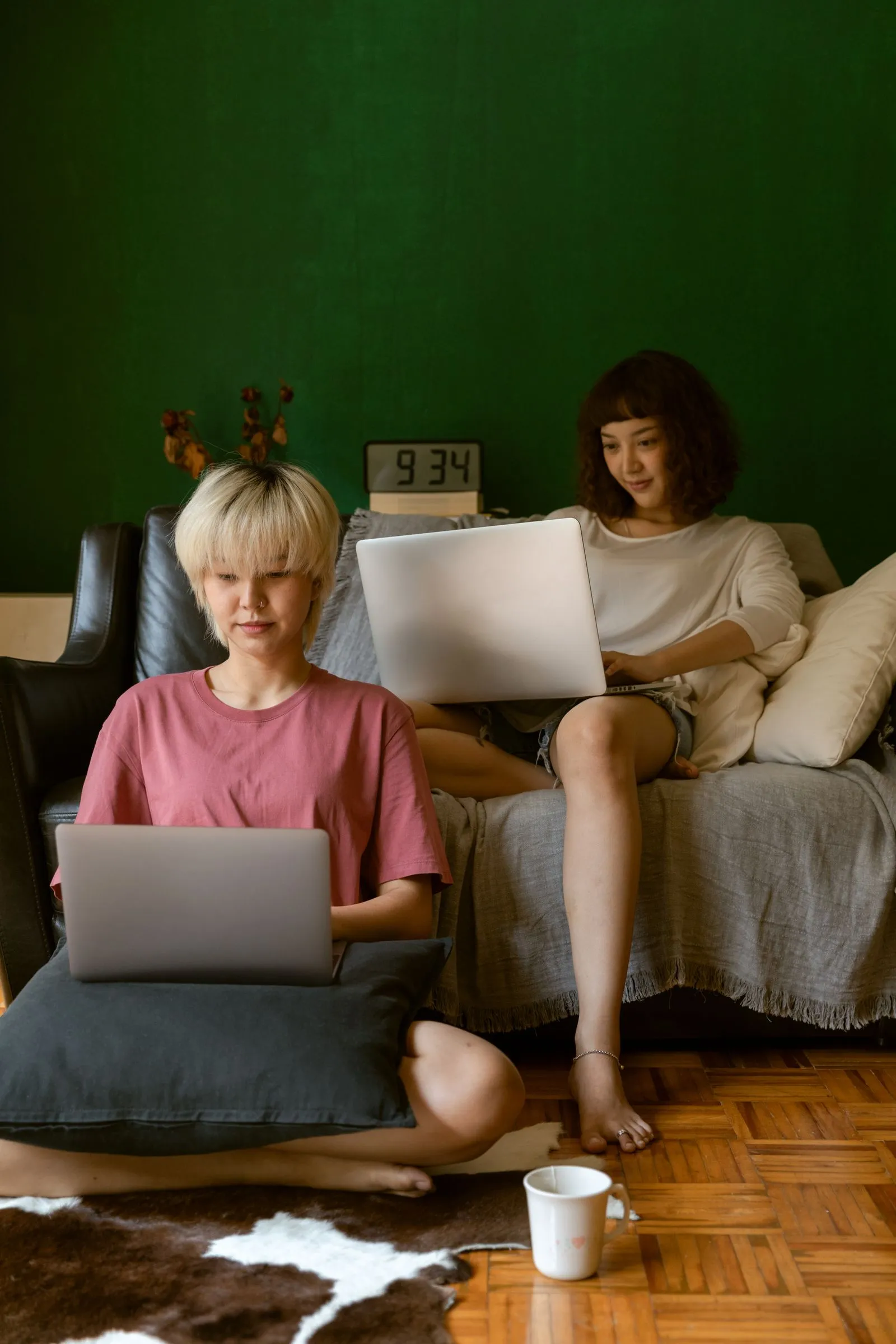 Teen on a laptop at home for a video visit